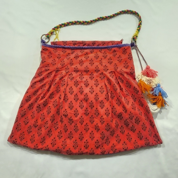 Colourful Amiani Boho Embroidered Fabric Slouchy Satchel - Picture 3 of 16